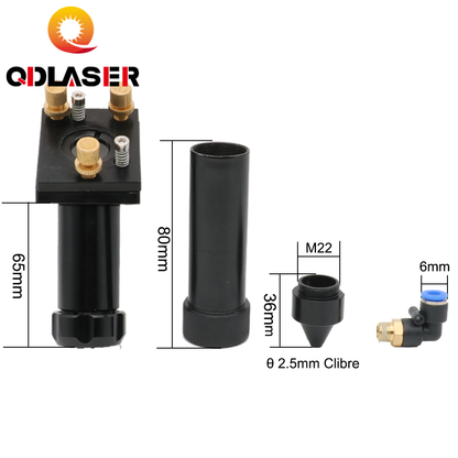 QDLASER C Series Black CO2 Laser Head for Laser Equipment Parts Support 20mm Laser Lens 25mm Mirror Mount