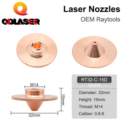QDLASER C Type TQ Laser Nozzles Dia.32 H15 Single Layer Chrome-Plated Double Layers Caliber 0.8-5.0mm for Cutting Head