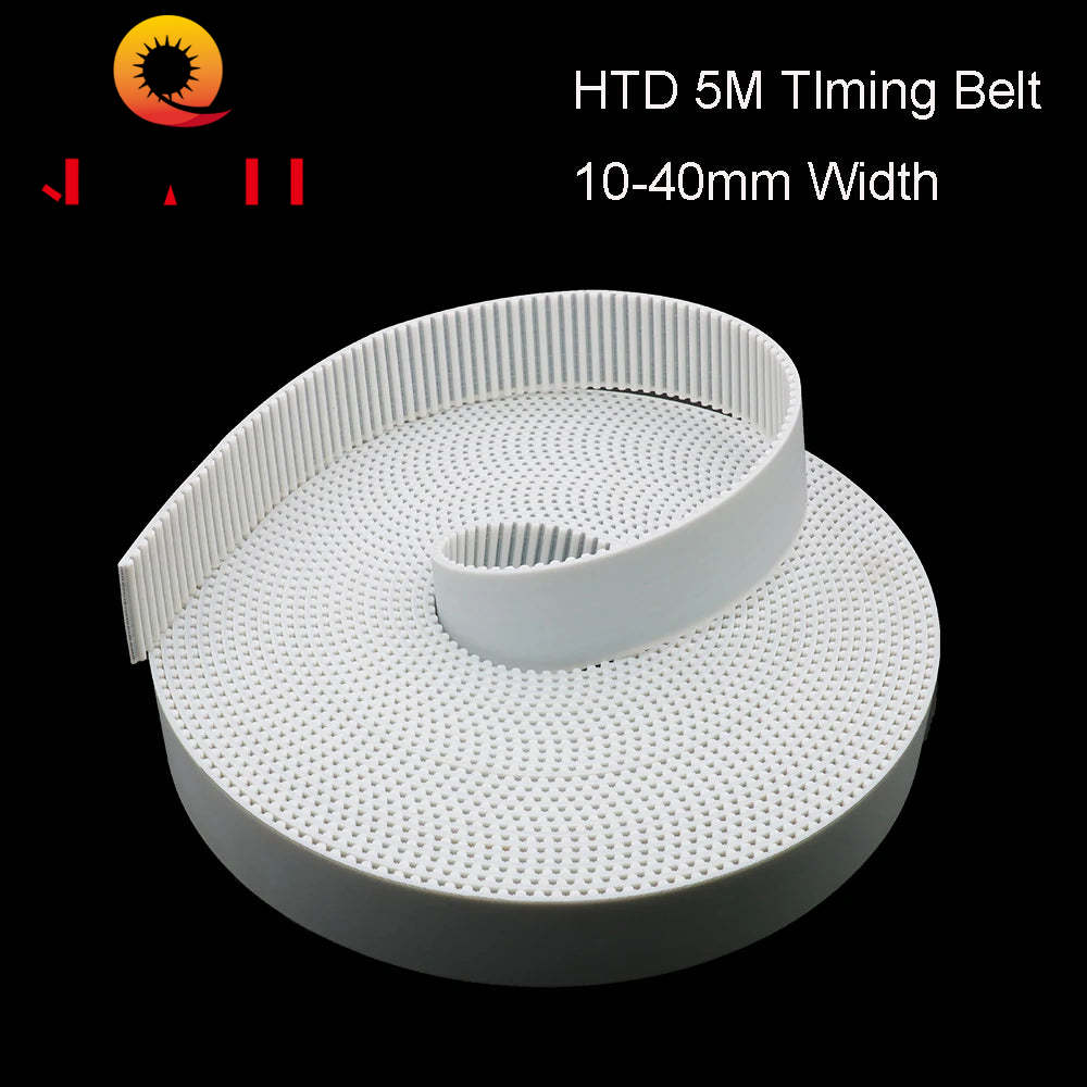QDLASER Arc Tooth PU White HTD 5M Open Timing belt Width 10/15/20/30/40mm Polyurethane steel 5M-20mm HTD5M Synchronous pulley