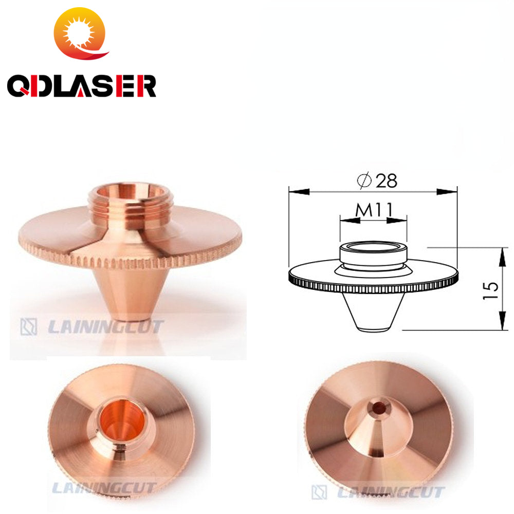 QDLASER Laser Nozzles Single Double Layer Dia.28mm Caliber 0.8 - 4.0 for OEM Precitec FIBER Laser Cutting Head