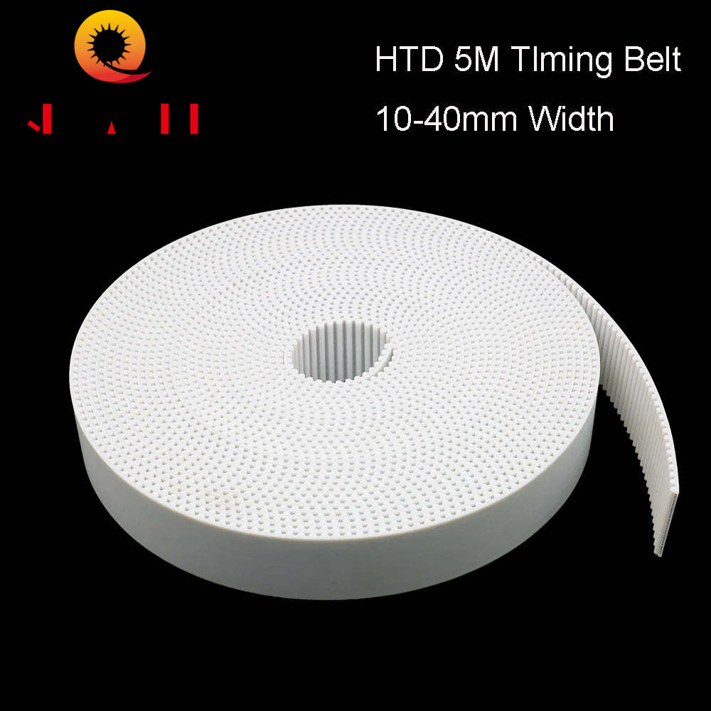 QDLASER Arc Tooth PU White HTD 5M Open Timing belt Width 10/15/20/30/40mm Polyurethane steel 5M-20mm HTD5M Synchronous pulley