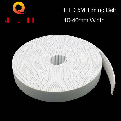 QDLASER Arc Tooth PU White HTD 5M Open Timing belt Width 10/15/20/30/40mm Polyurethane steel 5M-20mm HTD5M Synchronous pulley