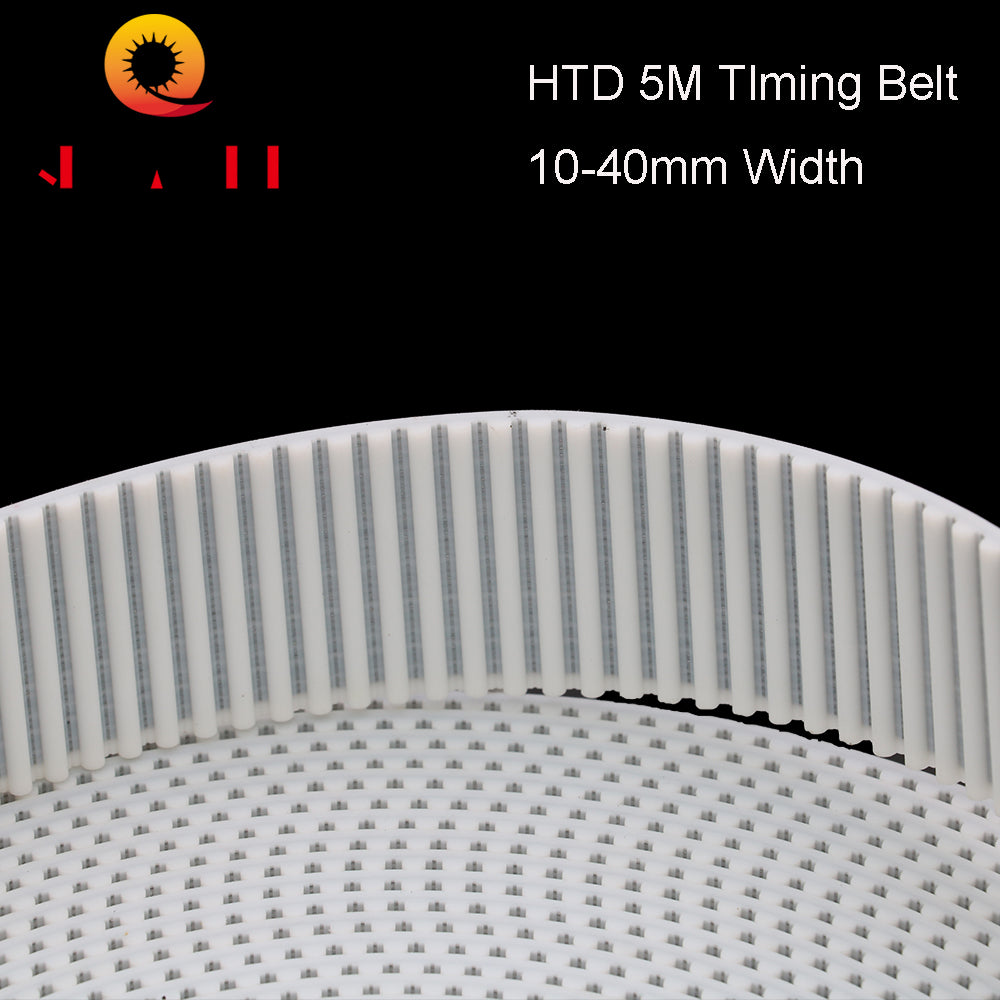 QDLASER Arc Tooth PU White HTD 5M Open Timing Belt Width 10/15/20/30/40mm Polyurethane Steel 5M-20mm HTD5M Synchronous Pulley