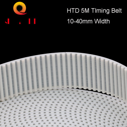QDLASER Arc Tooth PU White HTD 5M Open Timing Belt Width 10/15/20/30/40mm Polyurethane Steel 5M-20mm HTD5M Synchronous Pulley