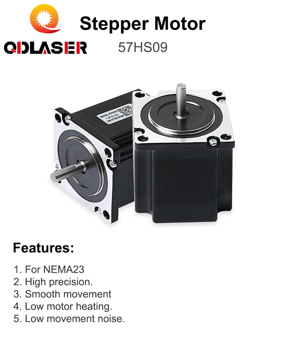 QDLASER Leadshine 57HS09 2 Phase Stepper Motor NEMA23 3.0A 0.9NM Length 55mm Shaft 6.35mm for Co2 Laser Engraving Machine