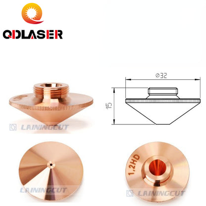 QDLASER Laser Nozzle Single Layer Dia.32mm Caliber 0.8 - 4.0HD for Raytools Empower 1064nm FIBER Laser Cutting Head