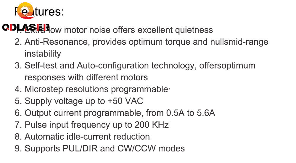 QDLASER Leadshine DM856 2 Phase Stepper Driver 20-80VAC 0.5-5.6A 7-16mA