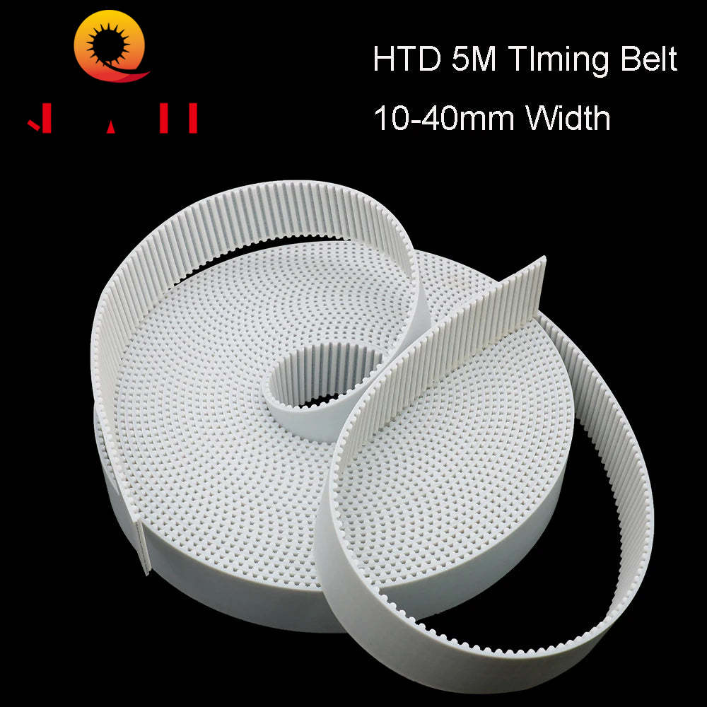 QDLASER Arc Tooth PU White HTD 5M Open Timing belt Width 10/15/20/30/40mm Polyurethane steel 5M-20mm HTD5M Synchronous pulley
