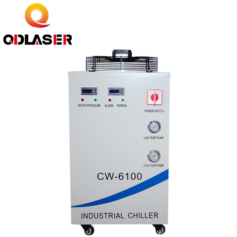 QDLASER 220V CW-6100AH CNC Spindle Water Chiller for Cooling Dual 200W or Single 400w CO2 Laser Tubes